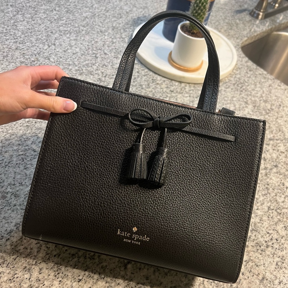 Kate spade black tassel handbag tote - small
